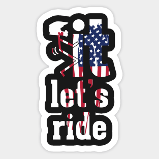 Motocross American Flag Lets Ride Sticker